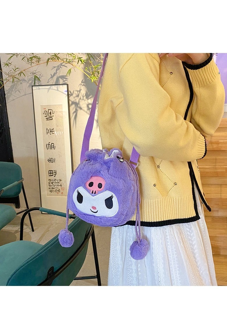 Sanrio - Sanrio Kuromi Shoulder Bag Plush Bag Crossbody Bag Bucket Storage Bag - Image 1