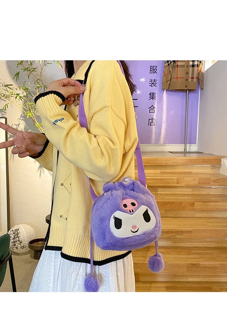 Sanrio - Sanrio Kuromi Shoulder Bag Plush Bag Crossbody Bag Bucket Storage Bag - Image 1