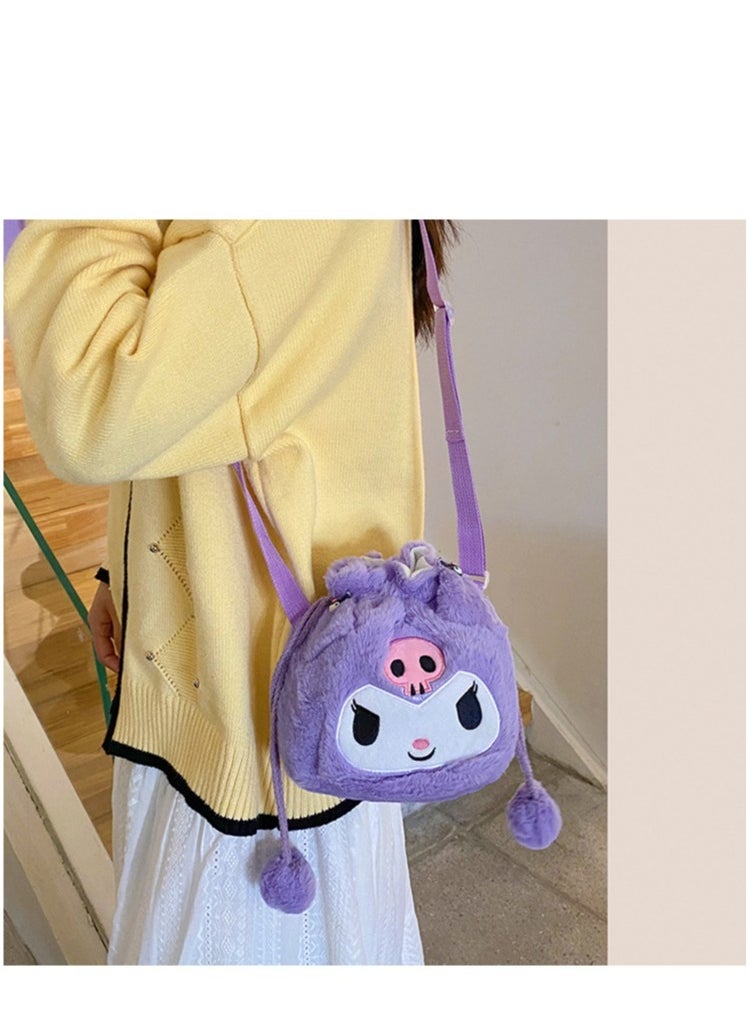 Sanrio - Sanrio Kuromi Shoulder Bag Plush Bag Crossbody Bag Bucket Storage Bag - Image 1