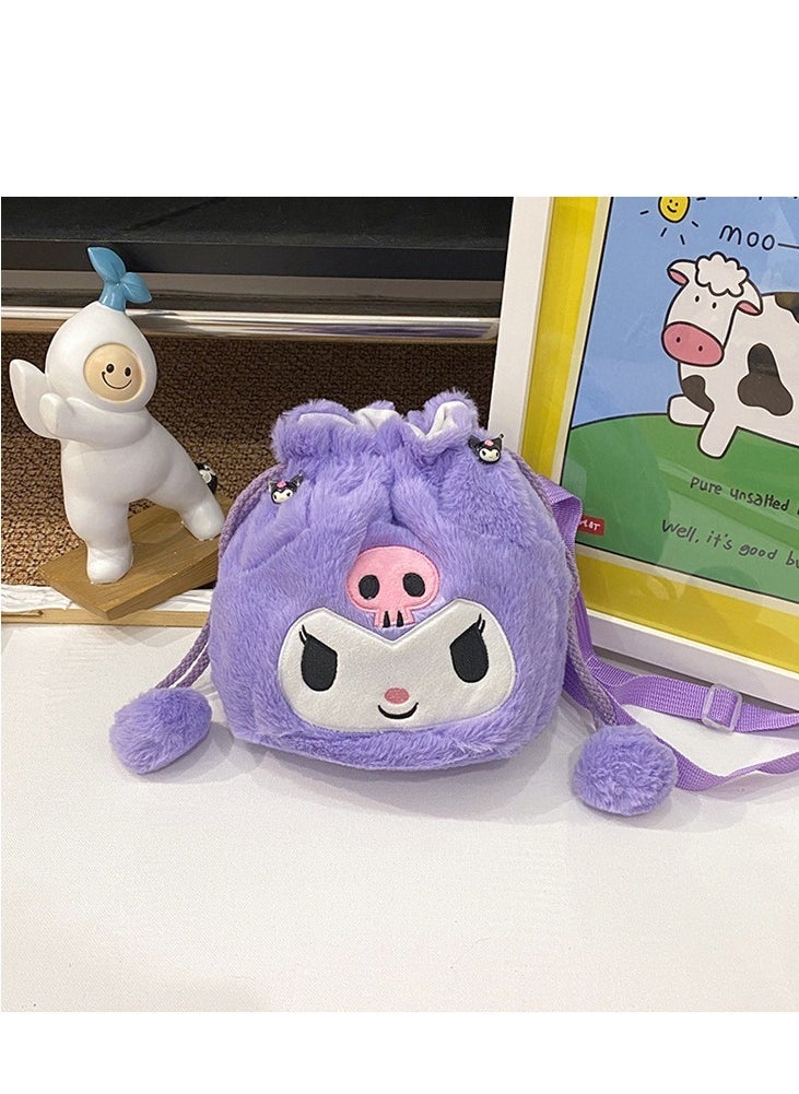 Sanrio - Sanrio Kuromi Shoulder Bag Plush Bag Crossbody Bag Bucket Storage Bag - Image 1