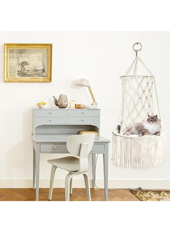 عام أرجوحة للقطط، 40 سم، من الدانتيل، سرير قطط، هاموك للقطط، مصنوعة يدوياً، ديكور جداري محاكٍ للداخل والخارج. - Image 2