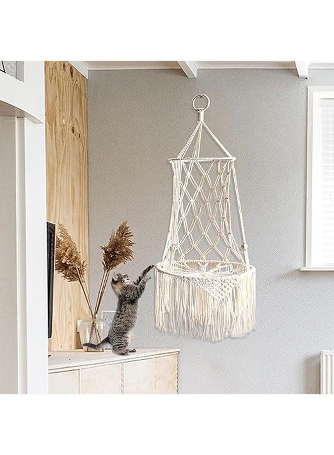 عام أرجوحة للقطط، 40 سم، من الدانتيل، سرير قطط، هاموك للقطط، مصنوعة يدوياً، ديكور جداري محاكٍ للداخل والخارج. - Image 3