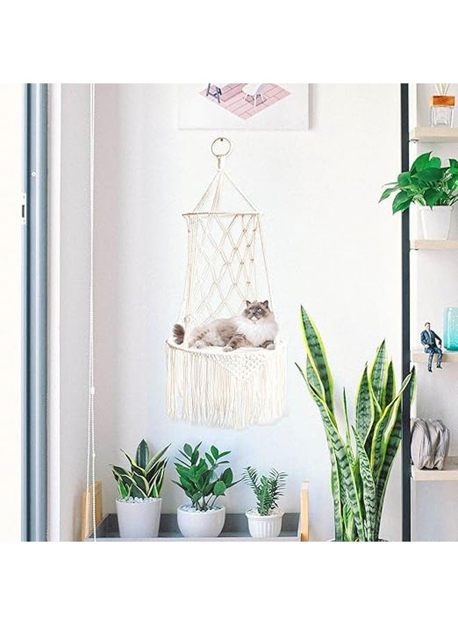 عام أرجوحة للقطط، 40 سم، من الدانتيل، سرير قطط، هاموك للقطط، مصنوعة يدوياً، ديكور جداري محاكٍ للداخل والخارج. - Image 4