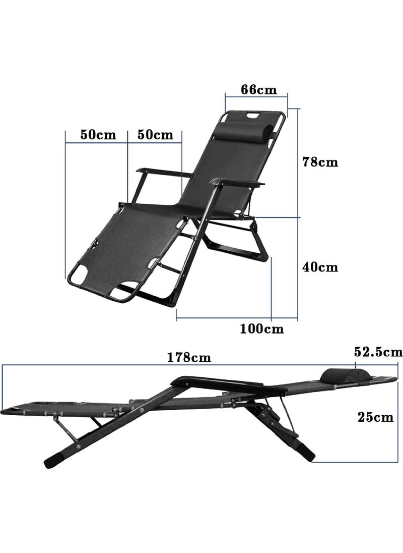 Rock Pow - Folding Chaise Lounge Chair Outdoor Patio Pool Beach Lawn Recliner Reclining Zero Gravity Lounge Chair Beach Sunbath Chair - Image 1