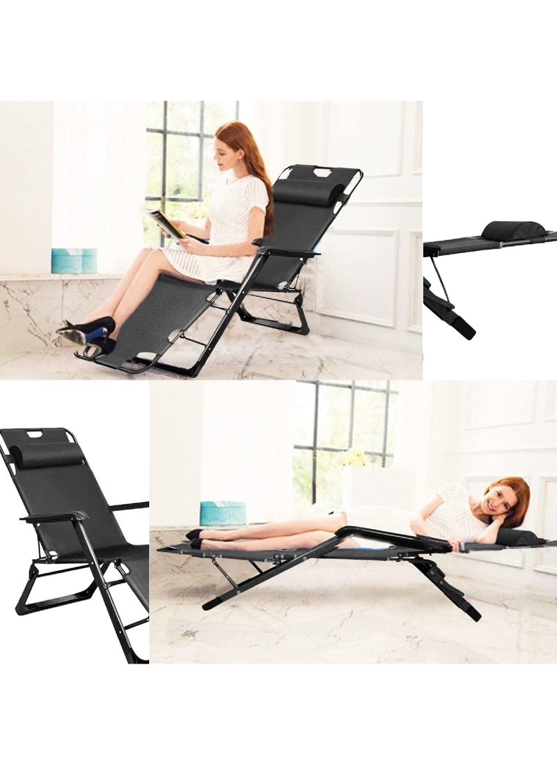Rock Pow - Folding Chaise Lounge Chair Outdoor Patio Pool Beach Lawn Recliner Reclining Zero Gravity Lounge Chair Beach Sunbath Chair - Image 1
