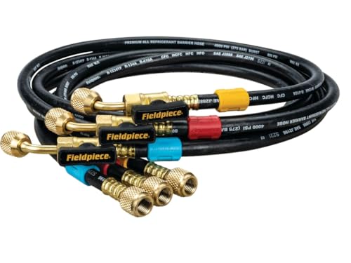 Fieldpiece HR3B Ball Valve Refrigerant Hose Set (3) with Color Tags - 1/4" x 1/4" (5') - Image 5