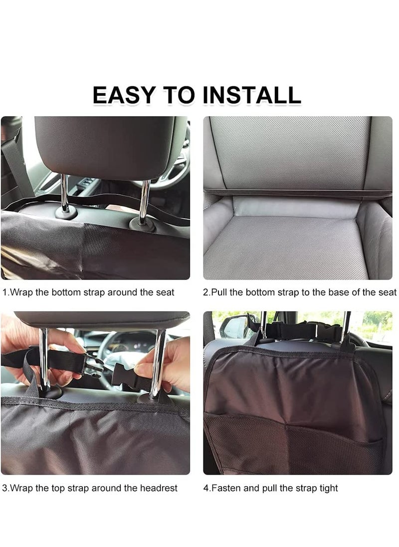 SYOSI Car Seat Kick Mats Anti-Dirty Back for Kids with Adjustable Strap Protector Cover 2 Mesh Pockets Protection of Your from Stain Mud Scratches  - Image 5