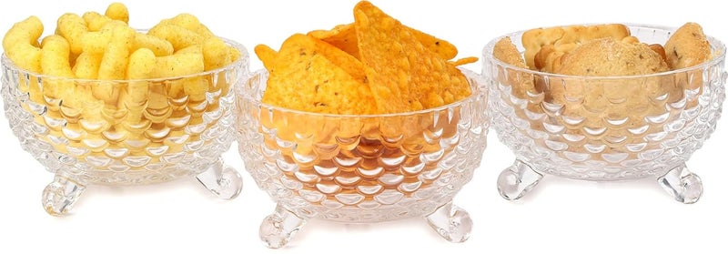 Somil MultiPurpose Tableware SnackVeritable Serving Bowl Set of 3 Glass Clear Round BowlTG3a - Image 3