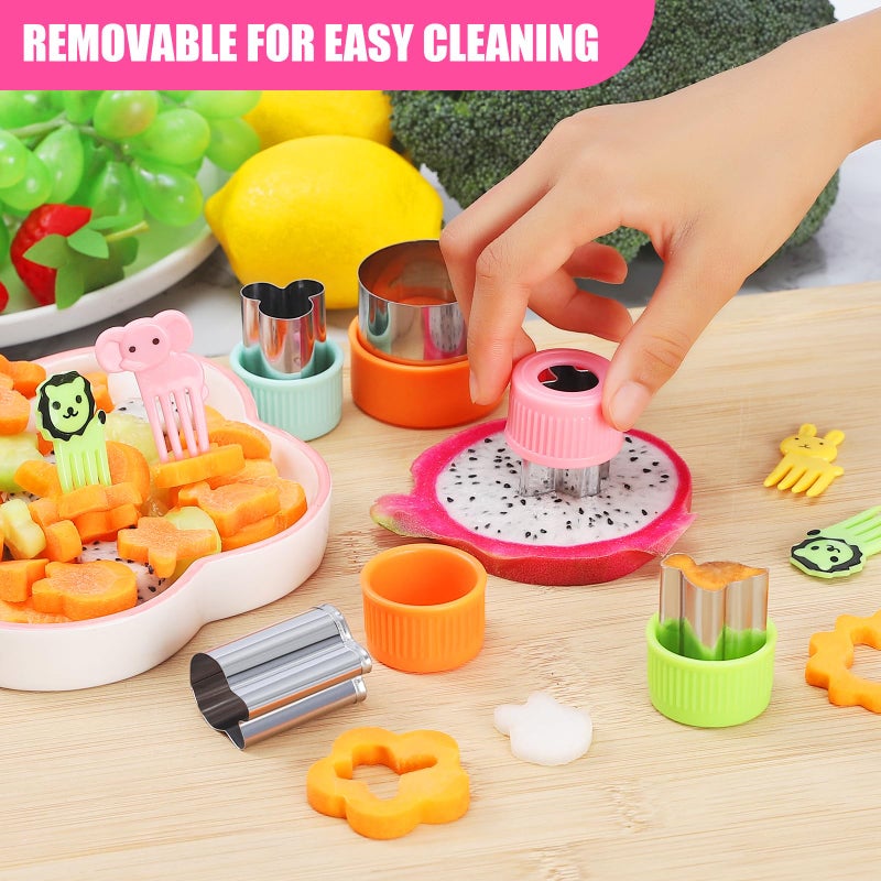 24 Pcs Vegetable Cutter Shapes Set, Cute Fruit Shape Cutters, Food Cutters for Kids Lunch, Cookie Stamps, Mini Cookie Cutters with Cartoon Animals Food Picks for Kids Baking and Lunchbox - Image 4