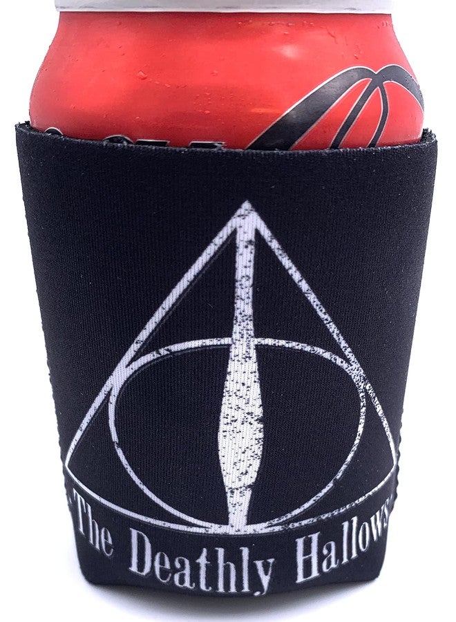 سيلفر بوفالو حافظة تبريد مشروبات معزولة من الجانبين من سيلفر بافالو هاري بوتر ومقدسات الموت - غلاف تبريد مشروبات من النيوبرين للعلب - أسود - Image 2