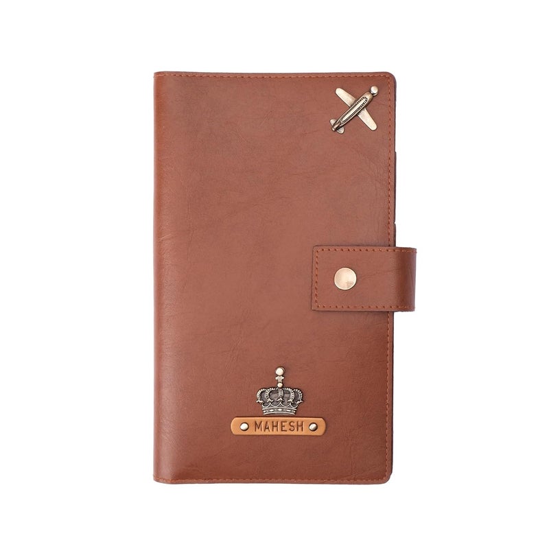 Junket Family Passport Holder (Set of 4) | Personalized Travel Wallet Organizer | Custom Vegan Leather Passport Cover for Family Trips | Diwali & Wedding Gift (Tan) - Image 1