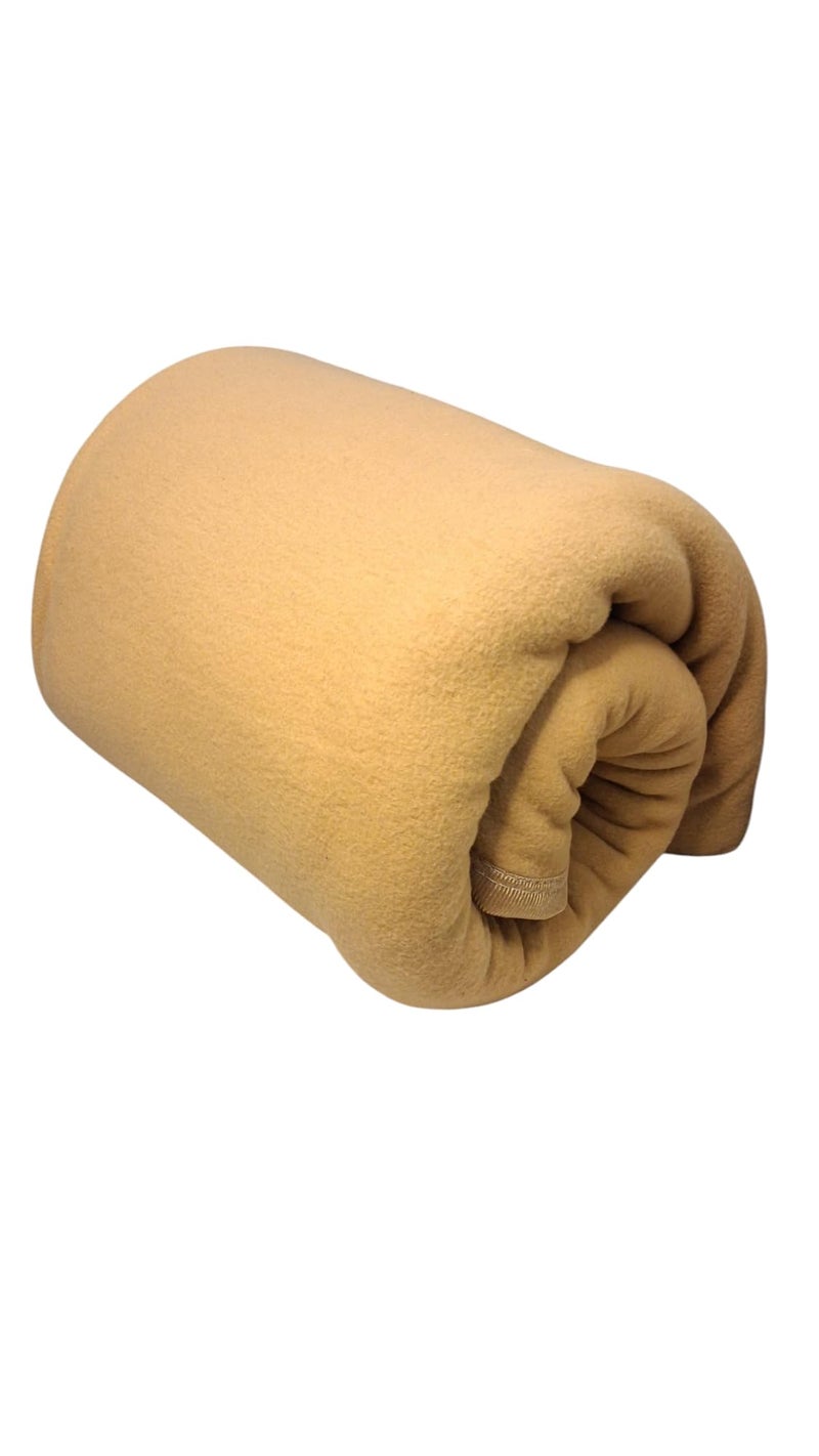 CHANDRAVATI Modern Plain Polar Fleece All Season Blanket Single Bed with || Satan Border || 500 TC || Heavy Quality || (Camel, 60x90) - Image 5
