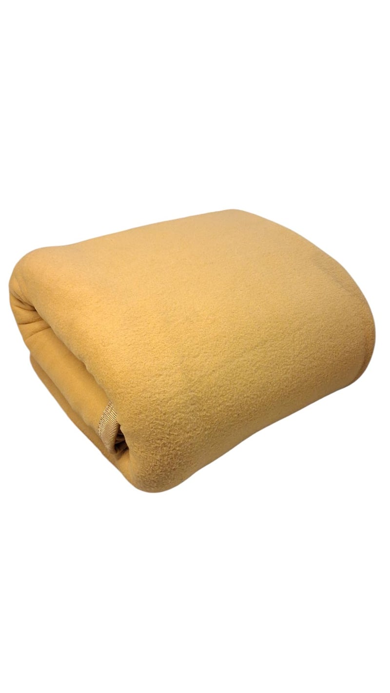 CHANDRAVATI Modern Plain Polar Fleece All Season Blanket Single Bed with || Satan Border || 500 TC || Heavy Quality || (Camel, 60x90) - Image 1