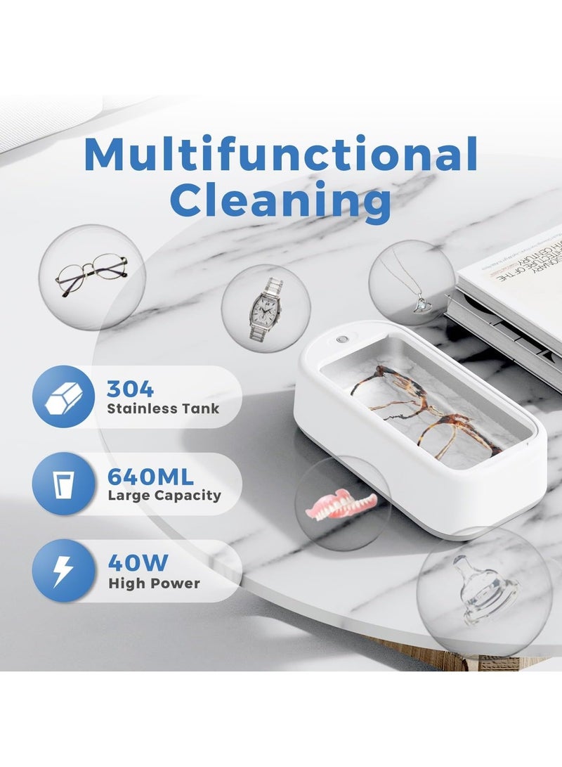 Generic Ultrasonic Jewelry Cleaner, 22oz (600ml) 48KHz 5/10 Min Portable Professional Ultrasonic Cleaner for Eyeglass, Watches, Ring, Blade Razor  - Image 2