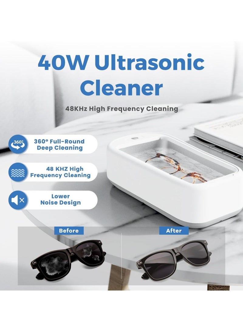 Generic Ultrasonic Jewelry Cleaner, 22oz (600ml) 48KHz 5/10 Min Portable Professional Ultrasonic Cleaner for Eyeglass, Watches, Ring, Blade Razor  - Image 4