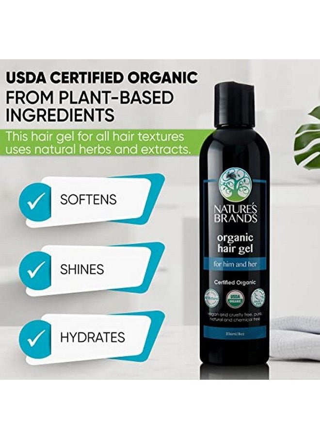 Nature's Brands - Nature’S Brands Organic Hair Gel For Men And Women L Eco Hair Styling Gel With Olive Oil Vegan Plantbased Nongmo (8 Oz) - Image 1