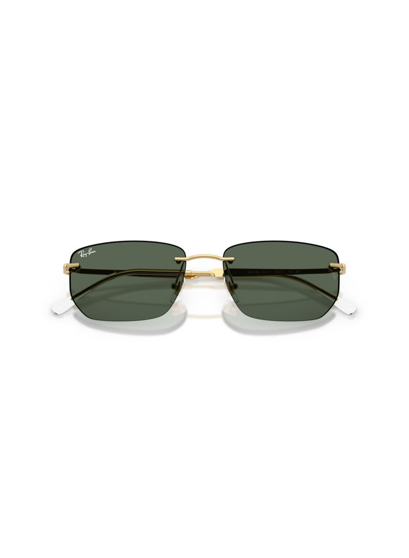 Ray-Ban Unisex RB3768 001/71 Size 56mm Rimless Rectangular Sunglass, Gold (Arista) Frame / Dark Green G-15 Lenses - Image 5