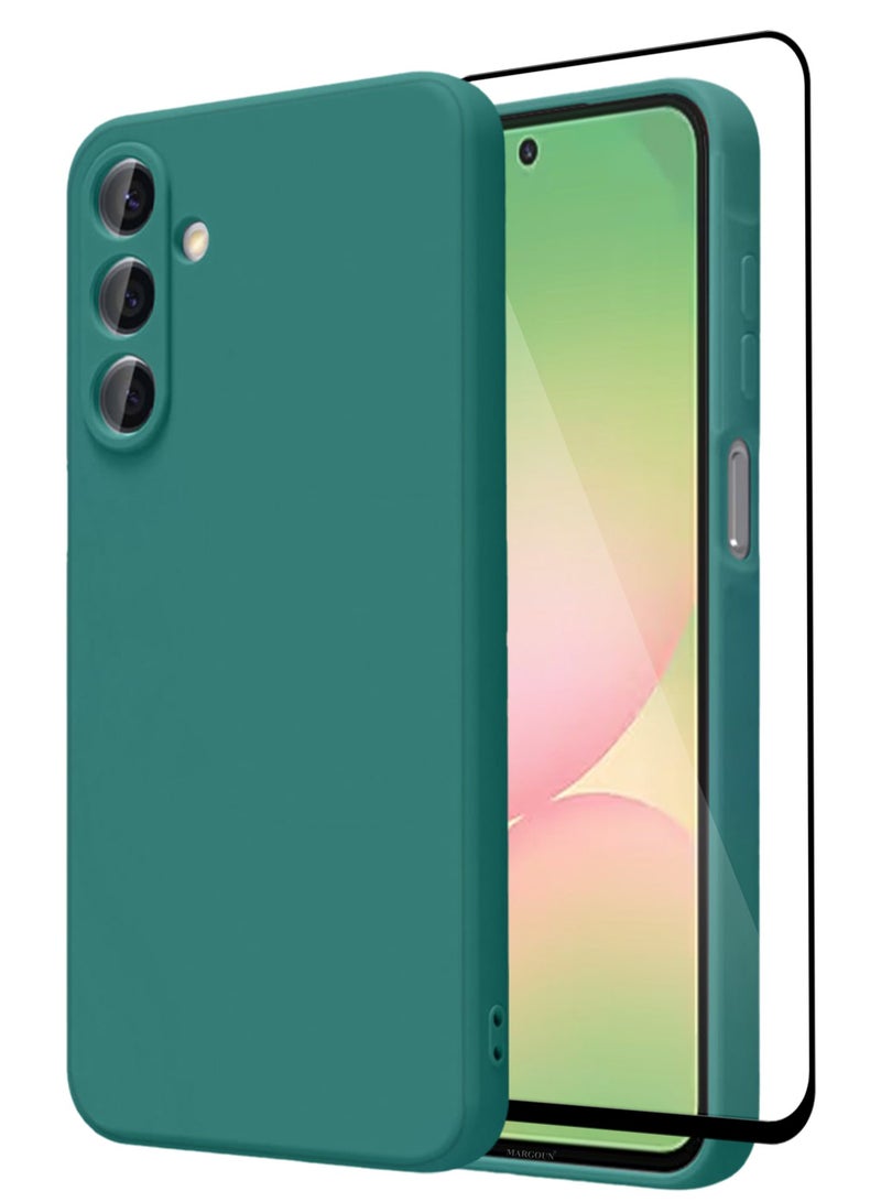 CATANES 2Packs Liquid Silicone Case for Samsung Galaxy A36 Protective Phone Case with Soft Anti-Scratch Microfiber Lining Utra Slim Drop Protection Phone Cover with 3D Screen Protector - Green - Image 1