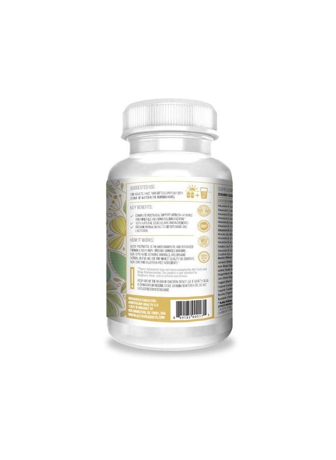Actif - Postnatal Vitamin with 25+ Organic Vitamins and Organic Herbs, Nursing and Lactation Supplement, Supports Baby's Brain Development, Non-GMO, Made in USA, 90 Count - Image 1