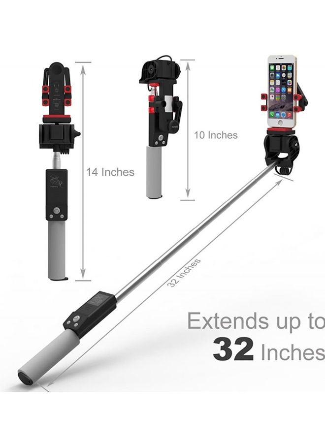 NIBEMINENT 360 Degree Rotation Bluetooth Selfie Stick Black/Red/Grey  - Image 2