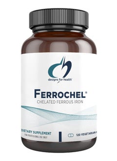 Ferrochel Iron Supplement - High Absorption Chelated Iron Designed to Avoid Constipation + Gastric Upset - Vegan Iron Supplements for Men & Women (120 Iron Pills)