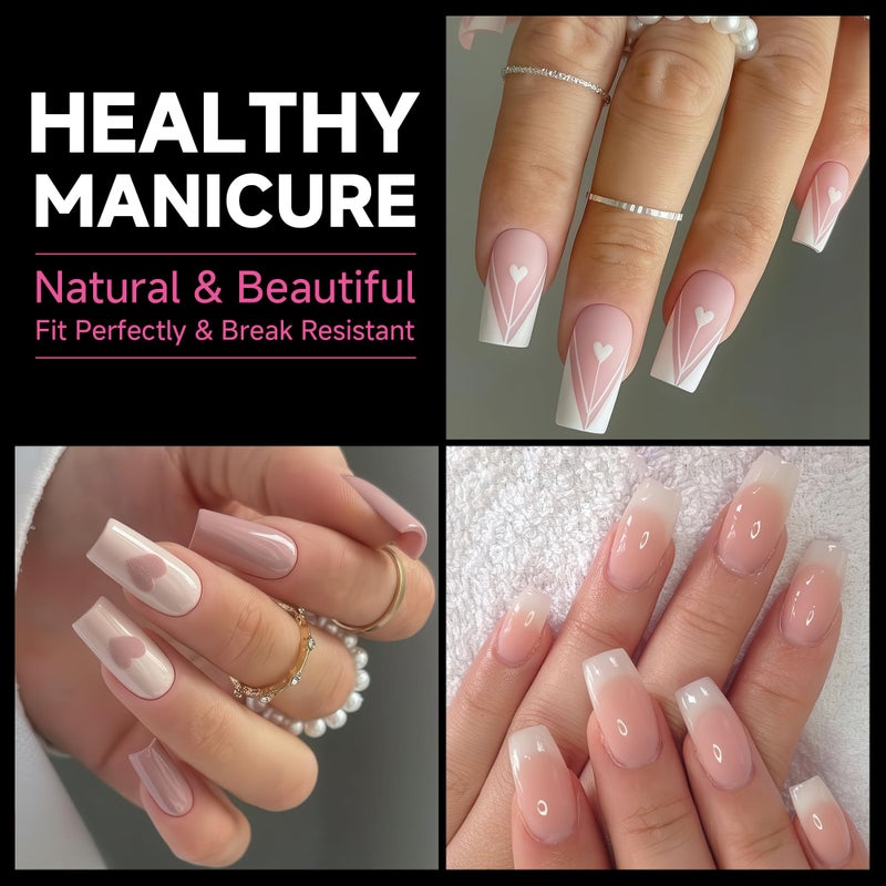UNA GELLA Square Nail Tips, 216 pcs Full Matte Medium Square Gel Nails Tips Pre-shape Full Cover Acrylic False Nails No Need to File for French Nail Extension Home DIY Salon 12 Sizes - Image 3