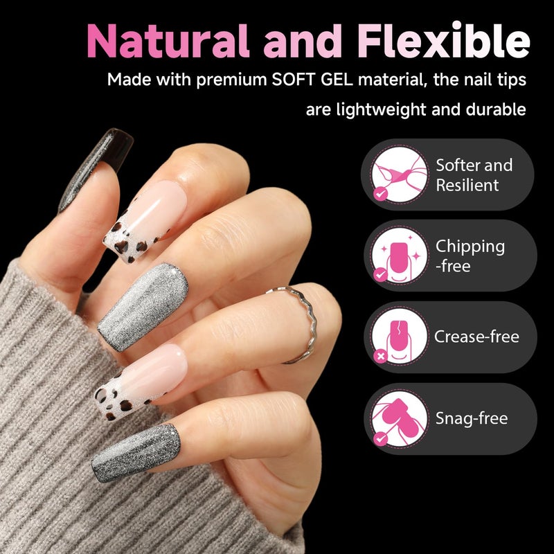 UNA GELLA Square Nail Tips, 216 pcs Full Matte Medium Square Gel Nails Tips Pre-shape Full Cover Acrylic False Nails No Need to File for French Nail Extension Home DIY Salon 12 Sizes - Image 5