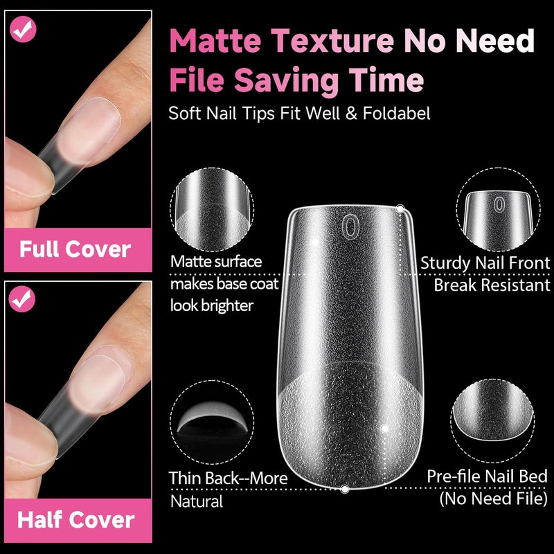 UNA GELLA Square Nail Tips, 216 pcs Full Matte Medium Square Gel Nails Tips Pre-shape Full Cover Acrylic False Nails No Need to File for French Nail Extension Home DIY Salon 12 Sizes - Image 4