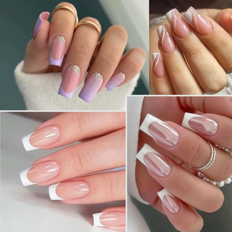 UNA GELLA Square Nail Tips, 216 pcs Full Matte Medium Square Gel Nails Tips Pre-shape Full Cover Acrylic False Nails No Need to File for French Nail Extension Home DIY Salon 12 Sizes - Image 2