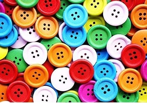 E Shopping® Different Sizes of neon Wooden Buttons Set for Button Art Activities Include 15mm,20mm,25mm Size of Buttons in 1 pk - Image 3