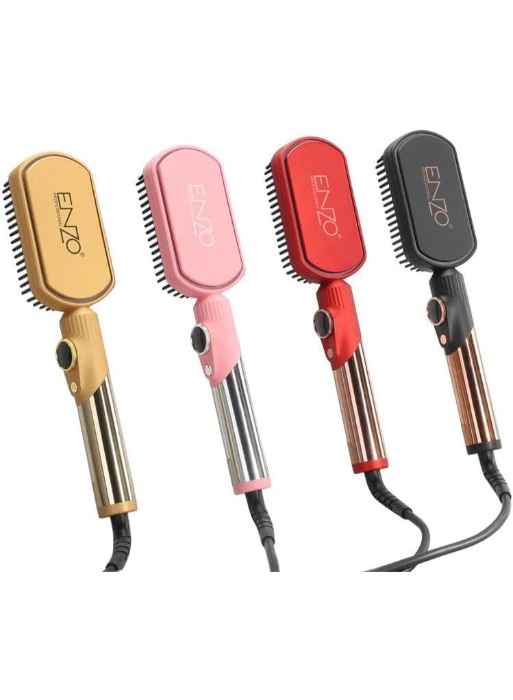 ENZO Professional فرشاة فرد الشعر الاحترافية ENZO EN-4002، مجفف شعر ومكثف مصمم لصالونات الشعر، مشط فرد الشعر بتسخين سيراميك أيوني، مضاد للحروق - النسخة الدولية - أسود - Image 4