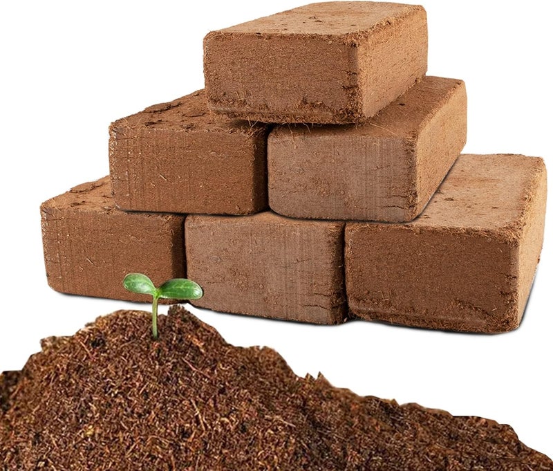 550gms Coco Coir Brick for Plants, Premium 100% Organic Peat moss mix With Low EC PH Balance, Fiber Coconut Husk for Planting, Gardening, Potting Soil Substrate (6 Block) - Image 1