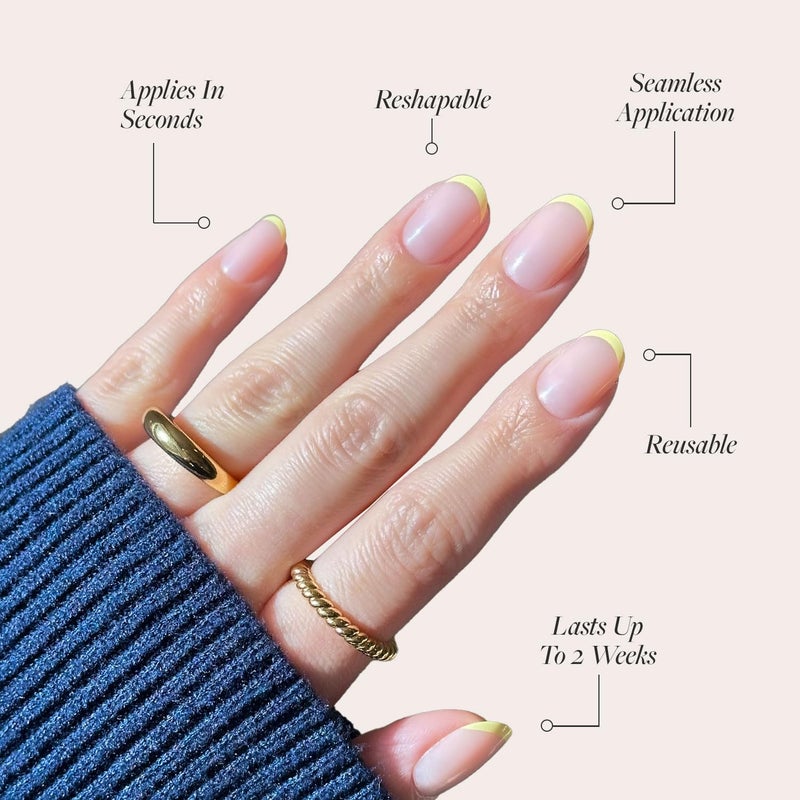 Glamnetic Press On Nails - French Butter | Short Round Fake Nails with Yellow French Tips and Glossy Finish, Salon Quality | 15 Sizes - 30 Nail Kit with Glue - Image 3