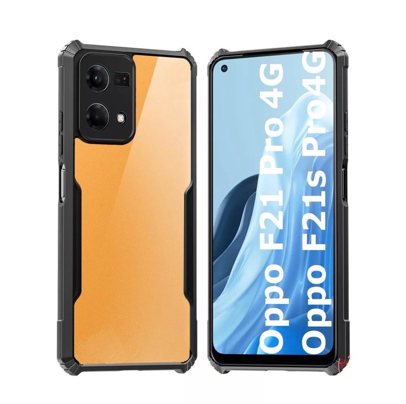 REALCASE Oppo F21s Pro 4G/ F21 Pro 4G Back Cover Case | Silicone & Acrylic Clear Soft Transparent | Shock Proof Bumper Back Cover Case for Oppo F21s Pro 4G/ F21 Pro 4G (X Black) - Image 1