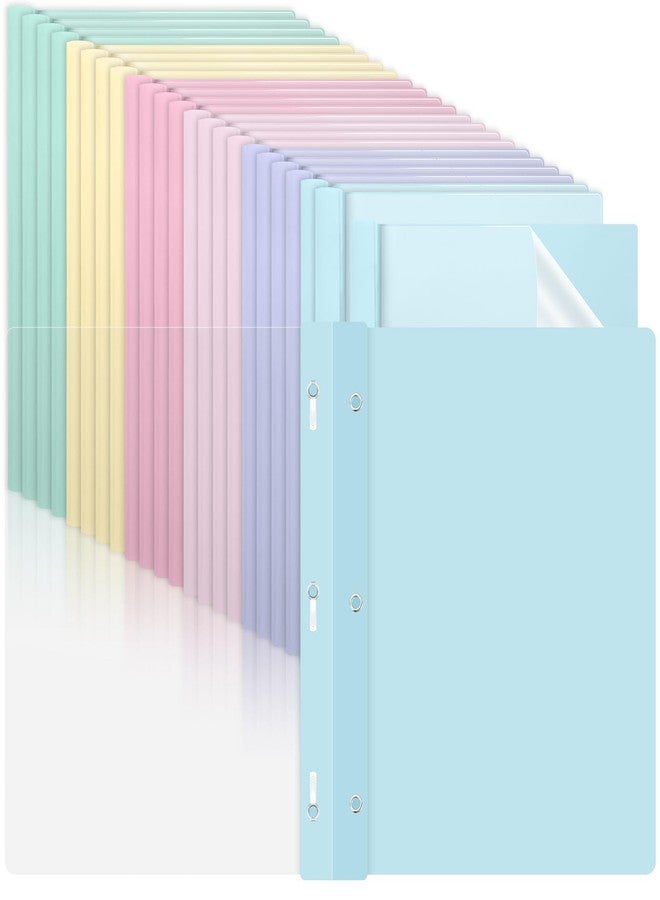 gisgfim 24 PCS Pastel Plastic Report Covers with 3 Prongs Clear Front Presentation Folders 3 Prong Folders for Resume Portfolio Document Report Letter Proposal School Classroom Office Supplies (Pastel) - Image 1