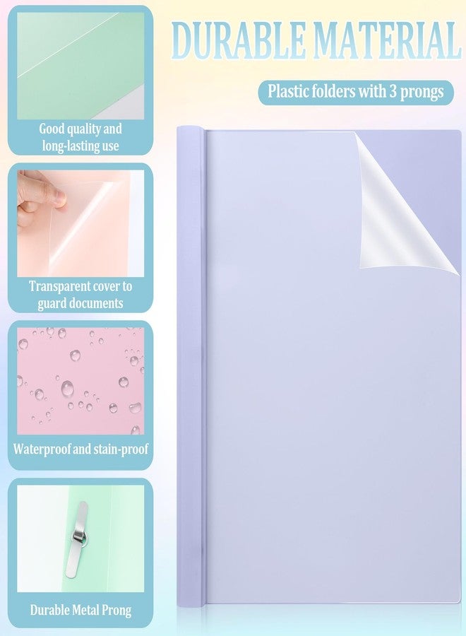 gisgfim 24 PCS Pastel Plastic Report Covers with 3 Prongs Clear Front Presentation Folders 3 Prong Folders for Resume Portfolio Document Report Letter Proposal School Classroom Office Supplies (Pastel) - Image 3