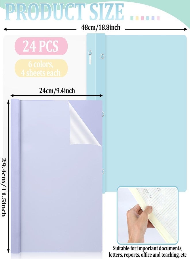 gisgfim 24 PCS Pastel Plastic Report Covers with 3 Prongs Clear Front Presentation Folders 3 Prong Folders for Resume Portfolio Document Report Letter Proposal School Classroom Office Supplies (Pastel) - Image 2