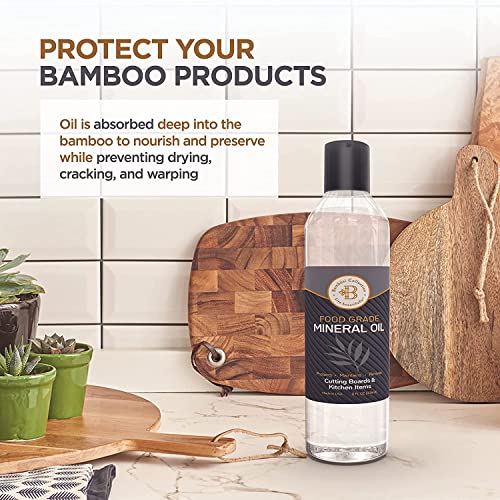 Bambüsi Mineral Oil - 8oz Food Grade Cutting Board Oil and Butcher Block Conditioner, Safe Wood Oil for Bamboo, Teak, Utensils, Chopping Boards, Wooden Kitchen Surfaces Cleaner, Serving Trays, Gift - Image 4
