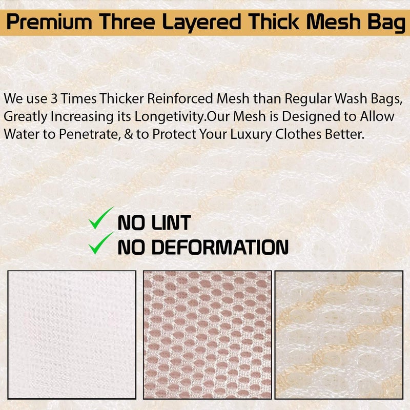 Zollyss Premium Dual Layered Mesh Bags for Laundry Clothes Washing Bag Storage Bag Store Dirty Clothes Washing Bags Blouse Bra Hosiery Lingerie Stocking Jeans Pack of 5 - Image 4