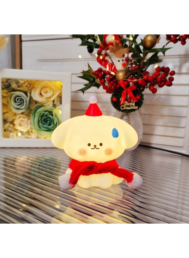 Cartoon Sweat Drops Dog Night Light Night Market Stall Explosions Children's Cute Luminous Toys Creative Bedroom Atmosphere Light-Light Source Power:Warming Lamp-Light Color:Little Red Riding Hood + Red Scarf - Image 1