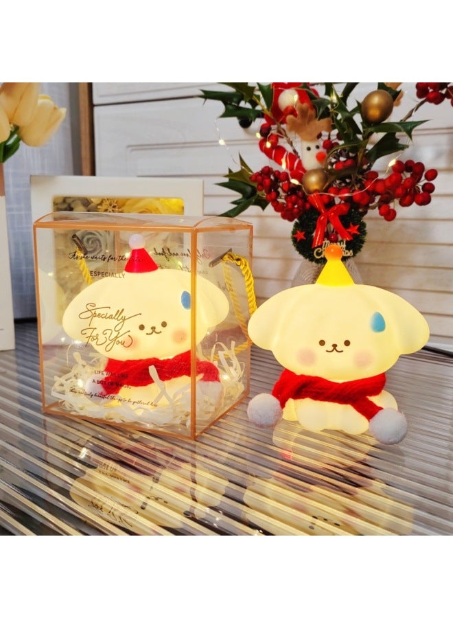 Cartoon Sweat Drops Dog Night Light Night Market Stall Explosions Children's Cute Luminous Toys Creative Bedroom Atmosphere Light-Light Source Power:Warming Lamp-Light Color:Little Red Riding Hood + Red Scarf - Image 4