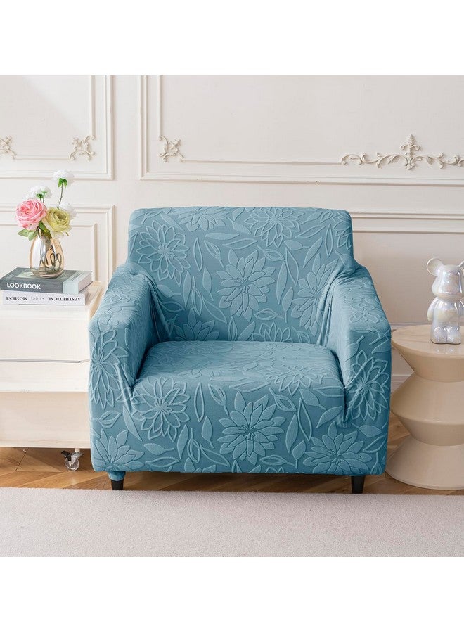 House of Quirk Universal Jacquard Waterproof Camellia Fabric Sofa Cover Soft Touching Cover for Couch Flexible Stretch Sofa Slipcover (One Seater, Light Blue) - Image 2