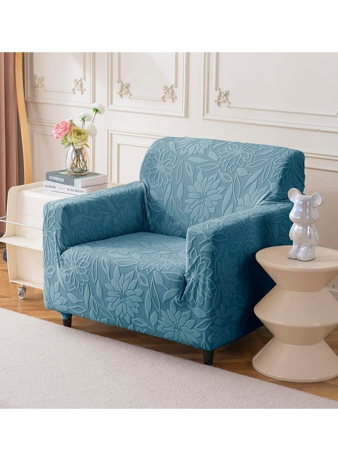 House of Quirk Universal Jacquard Waterproof Camellia Fabric Sofa Cover Soft Touching Cover for Couch Flexible Stretch Sofa Slipcover (One Seater, Light Blue) - Image 1