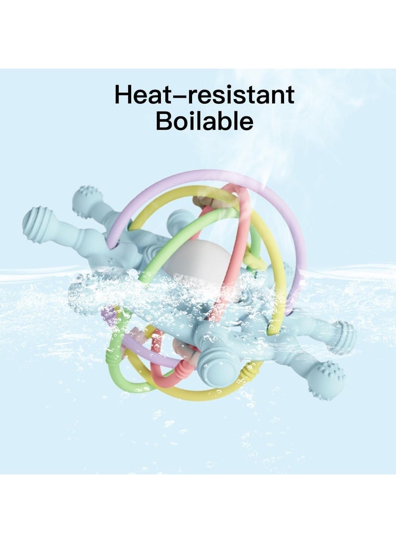 إي سي في في ألعاب عضاضة للأطفال من السيليكون من ECVV مزودة بخشخشة، ألعاب حسية لتخفيف التسنين، ألعاب مضغ للأطفال حديثي الولادة والبنات والأولاد، هدايا لأعياد الميلاد - Image 4