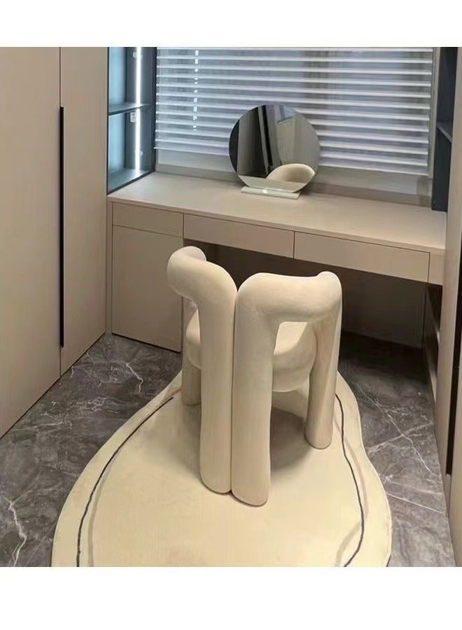 fashionhome Modern Minimalist Design Single Sofa Comfy Fluffy Vanity Chair Elegant Furry Makeup Desk Chairs for Bedroom Living Room 61x56x78 Centimeter - Image 2