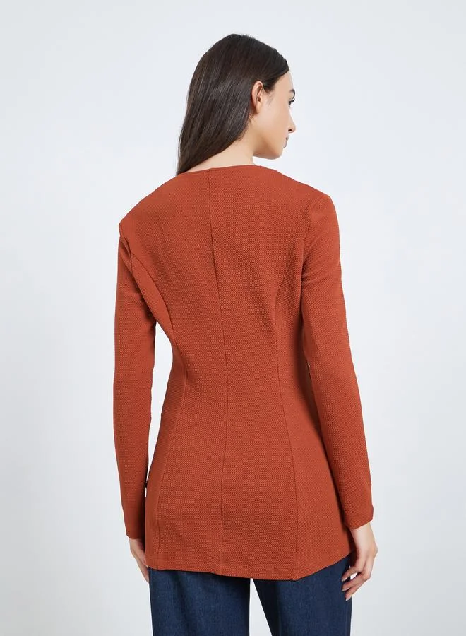 Take Two Rust Textured Fitted Blazer