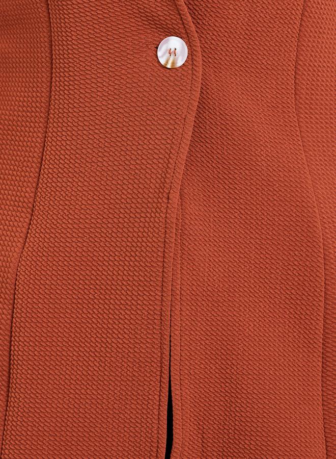Take Two Rust Textured Fitted Blazer - Image 4