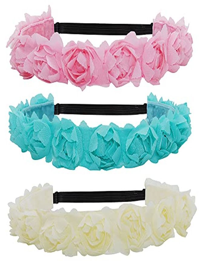 FROG SAC Non Slip Floral Headbands For Girls Adjustable Rose Bud Head Bands For Kids Cute Nonslip Hair Accessories Flower Girl Head Band Pack - Image 1