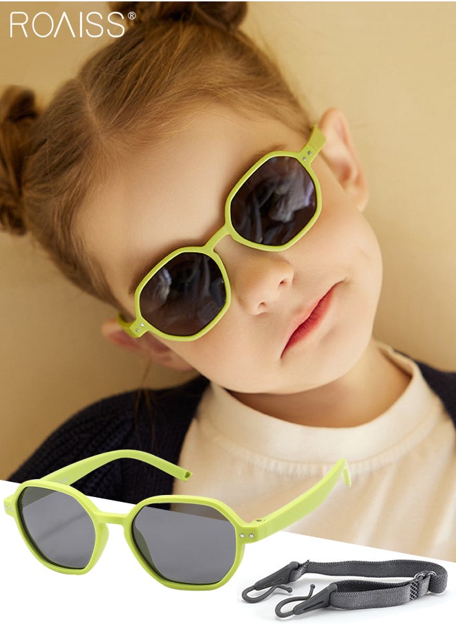 roaiss - Hexagon Polarized Sunglasses for Babies, UV400 Protection Cute Beach Holiday Sun Glasses with Lightweight Flexible TPEE Frame and Elastic Strap for Boys Girls Age 0-3, Grassy Green - Image 1