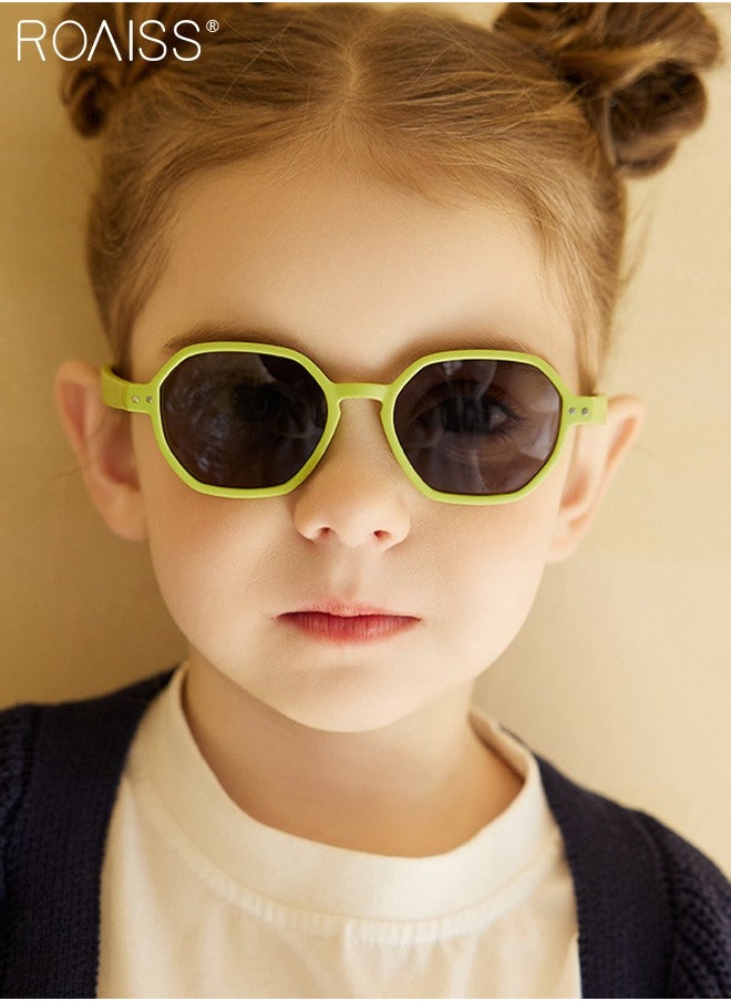 roaiss - Hexagon Polarized Sunglasses for Babies, UV400 Protection Cute Beach Holiday Sun Glasses with Lightweight Flexible TPEE Frame and Elastic Strap for Boys Girls Age 0-3, Grassy Green - Image 1